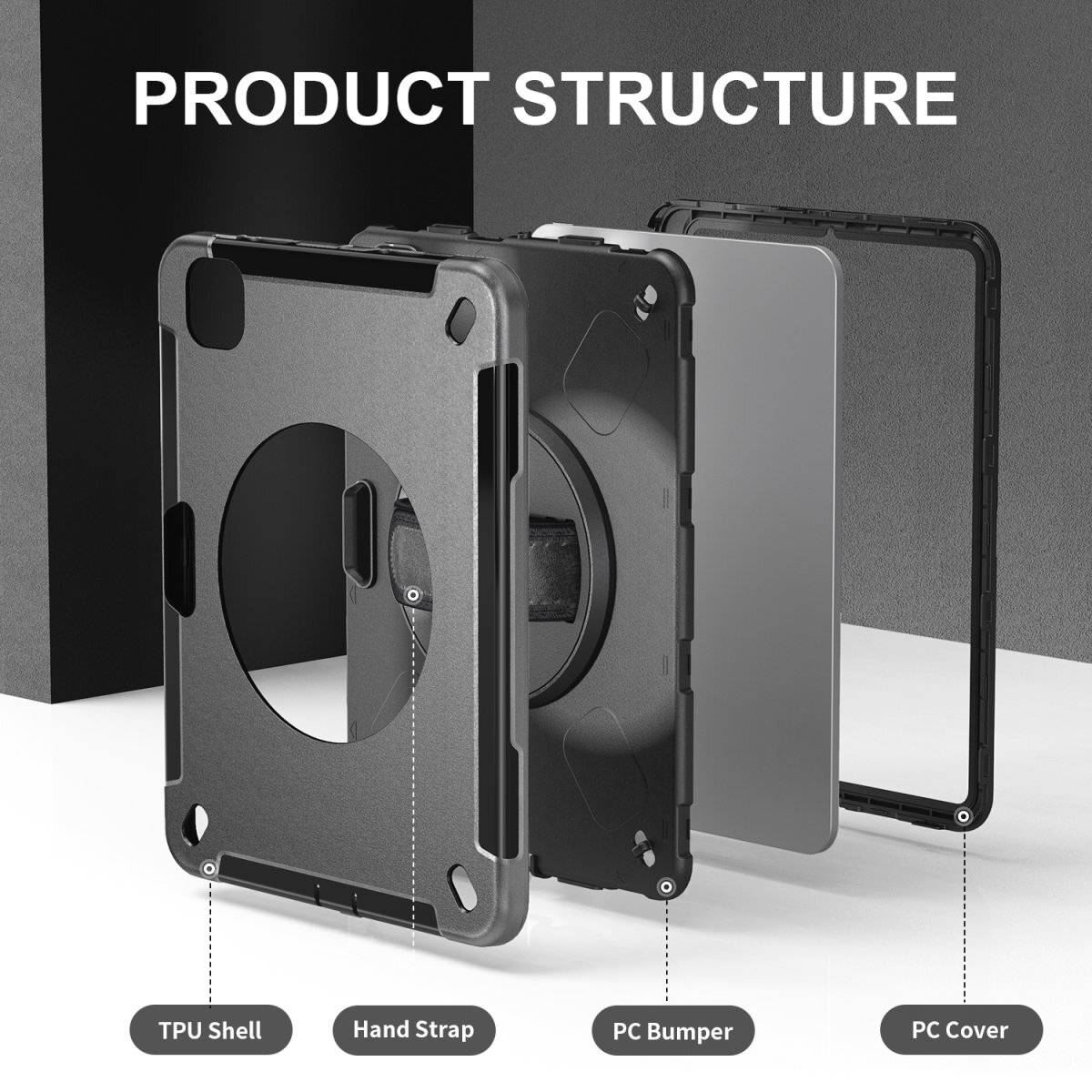 4Smarts GRIP Etui pour tablette Apple iPad Pro 11" (M4, 2024) 27,9 cm (11") Coque arrière noir