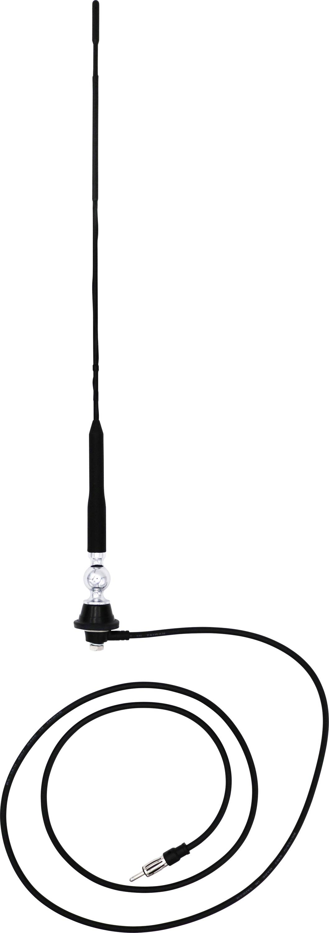 Antenne de voiture noire avec câble long, adaptée à la réception radio.