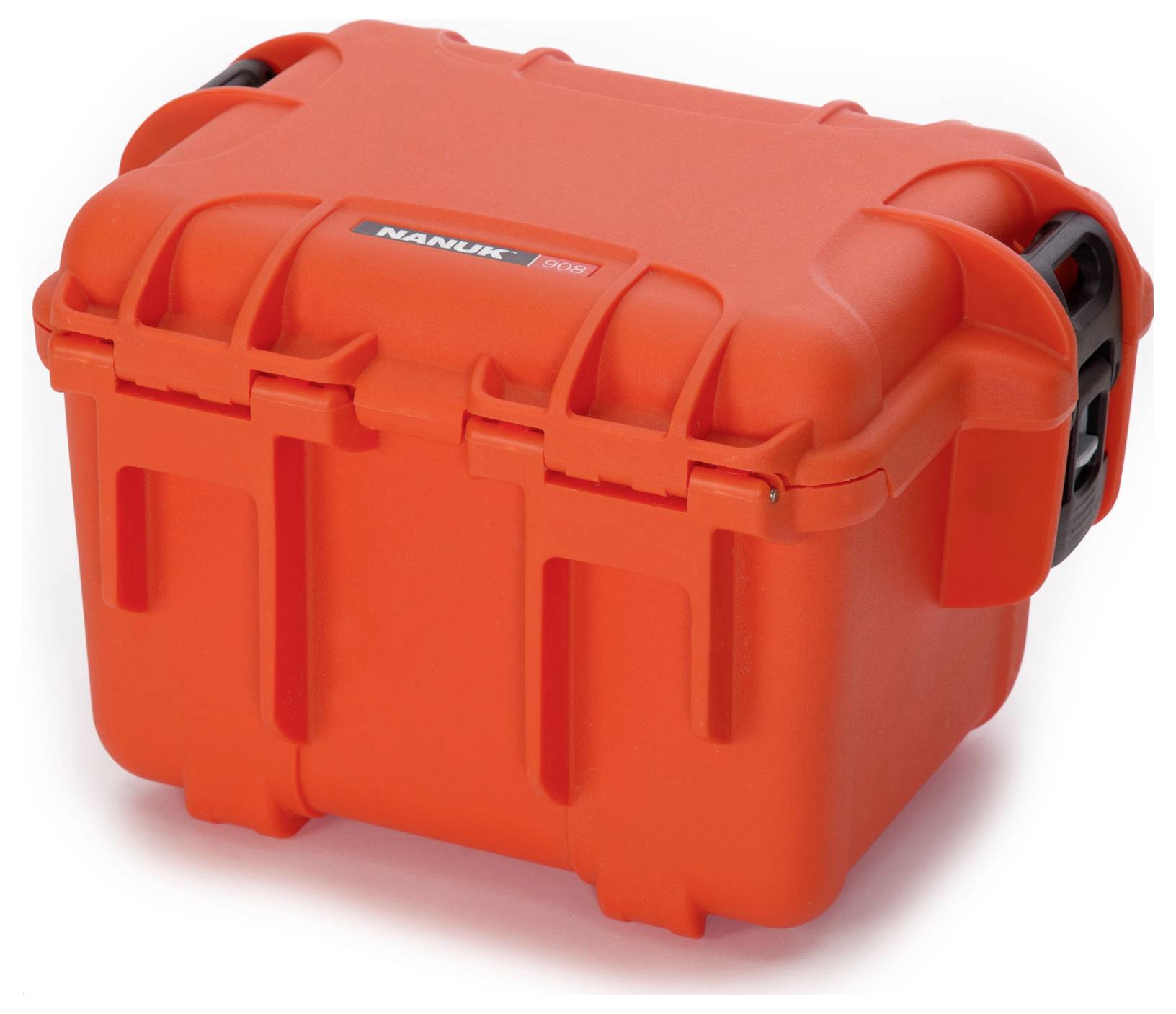 Valise de protection orange au design robuste avec une poignée noire, adaptée au transport et à la protection sécurisés des équipements.