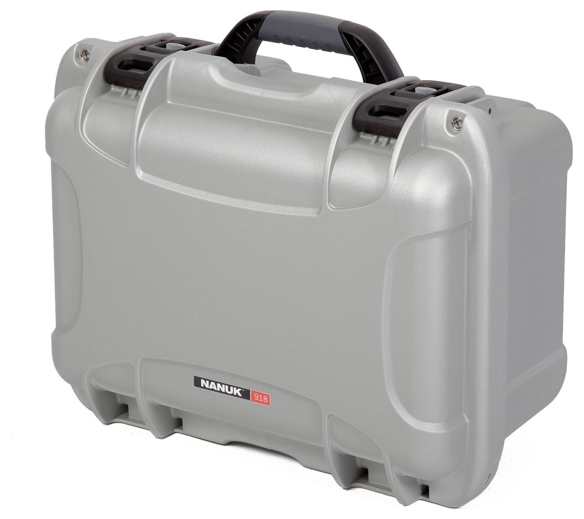 Un boîtier de protection gris, robuste, avec des poignées noires, adapté au transport sécurisé d'équipements délicats. Marque : Nanuk 915.