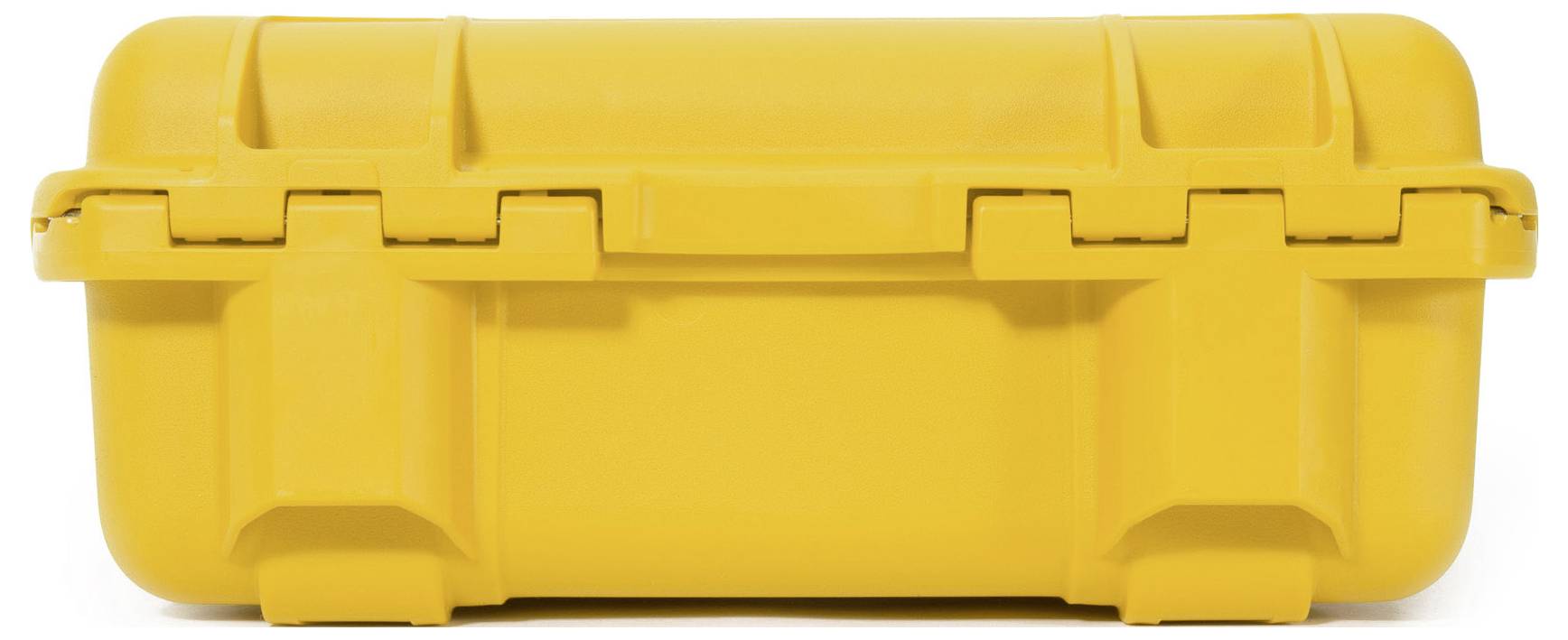 Valise rigide jaune avec système de fermeture, adaptée au transport sécurisé d'équipements sensibles.