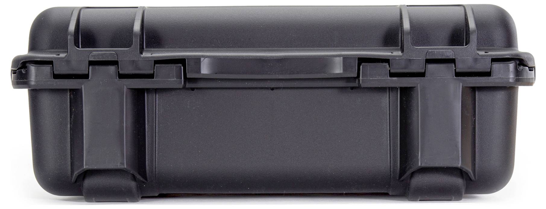 Valise noire, robuste, avec fermeture à boucles, adaptée au transport sécurisé d'équipements délicats.