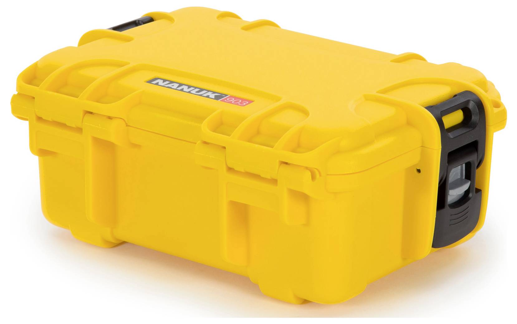 Étui de protection jaune, robuste, avec fermeture noire ; adapté pour le transport et la protection d'équipements sensibles.