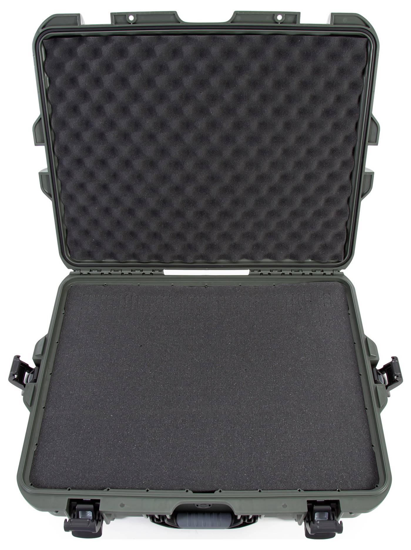 Une valise ouverte, vide, avec un intérieur rembourré, adaptée au transport sécurisé d'objets fragiles.