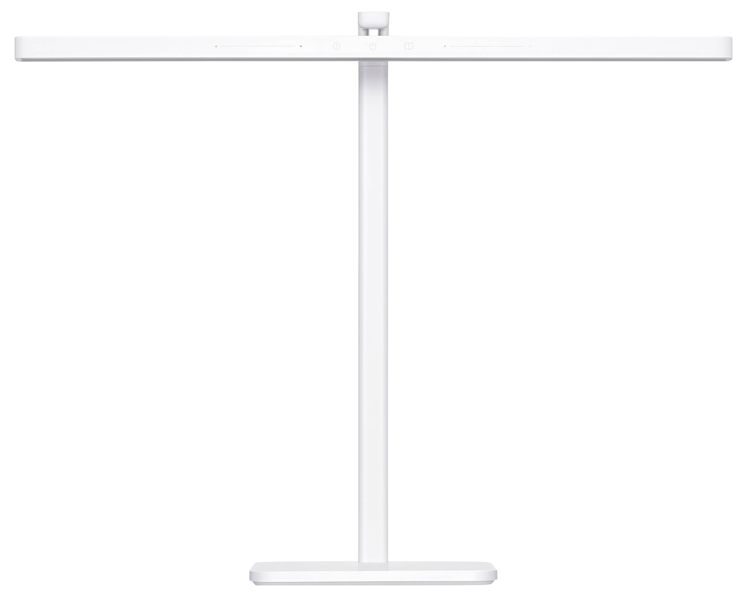 Lampe de table blanche au design élancé et moderne, dotée d'une barre lumineuse horizontale, idéale pour les intérieurs minimalistes.