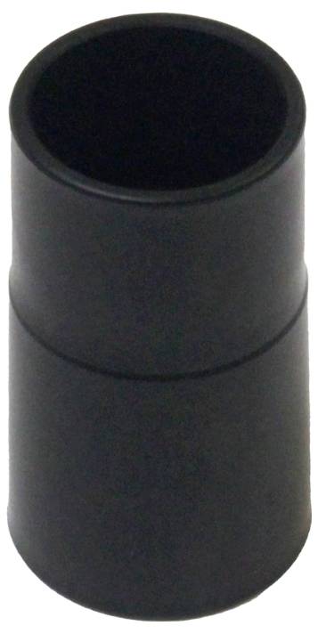 Un tube cylindrique noir en plastique avec deux sections étagées, probablement un élément de connexion ou de raccordement.