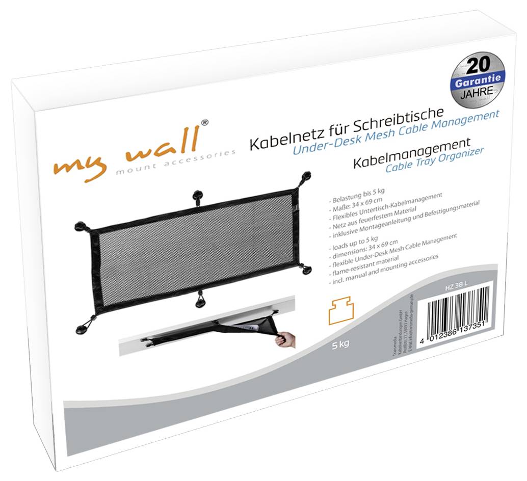 My Wall Gestion des câbles sous le bureau noir
