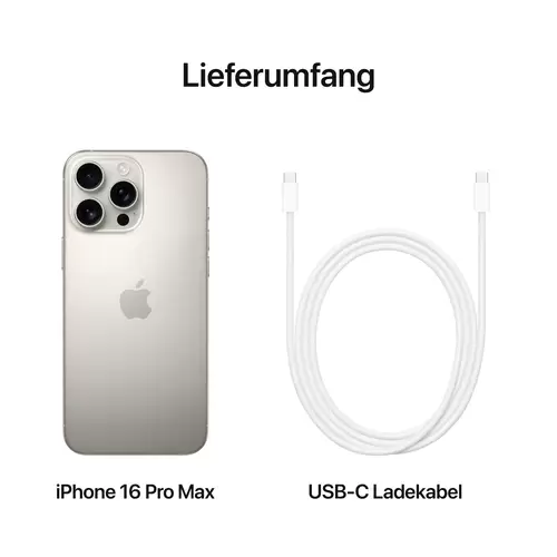 Apple iPhone 16 Pro Max titane naturel 512 GB 17.5 cm (6.9 pouces) Apple iPhone 16 Pro Max titane naturel 512 GB 17.5 cm (6.9 pouces)