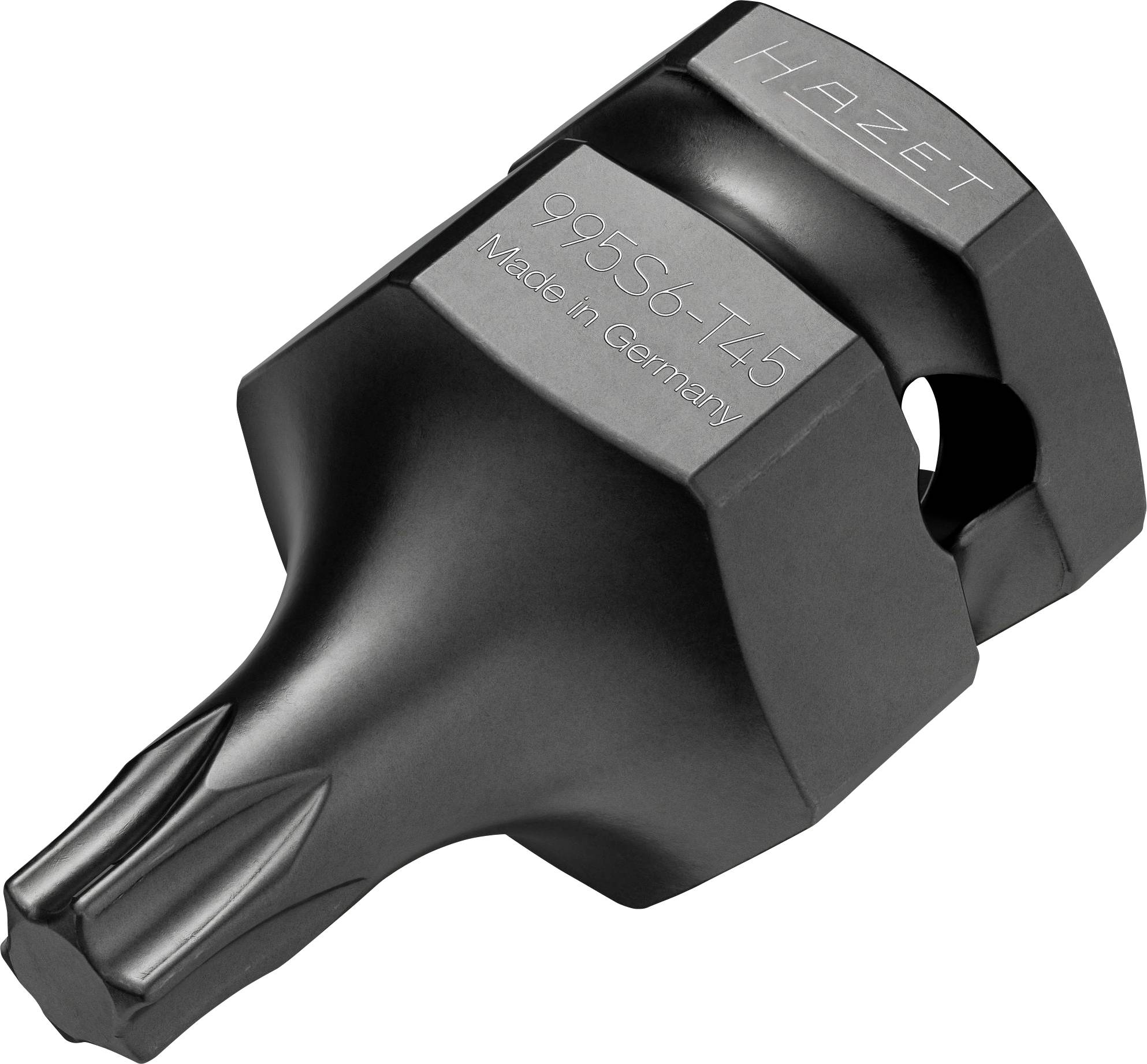 Embout Hazet T45 noir avec marquage latéral '9055-0 T-45 Made in Germany', adapté pour les vis Torx.