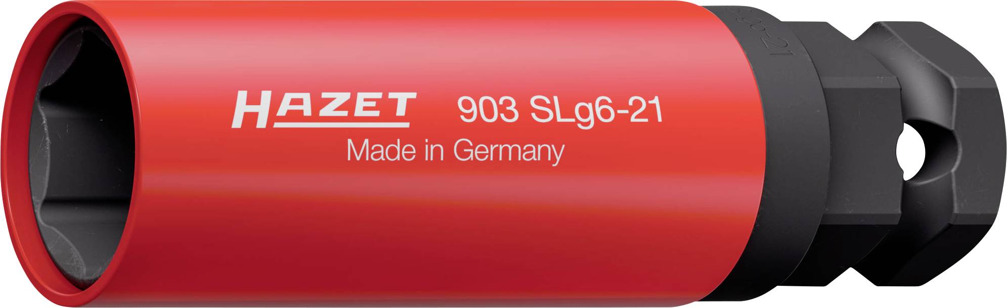 Embout de tournevis à chocs rouge avec l'inscription '903 SLg6-21, Made in Germany'. Adapté pour des applications puissantes.