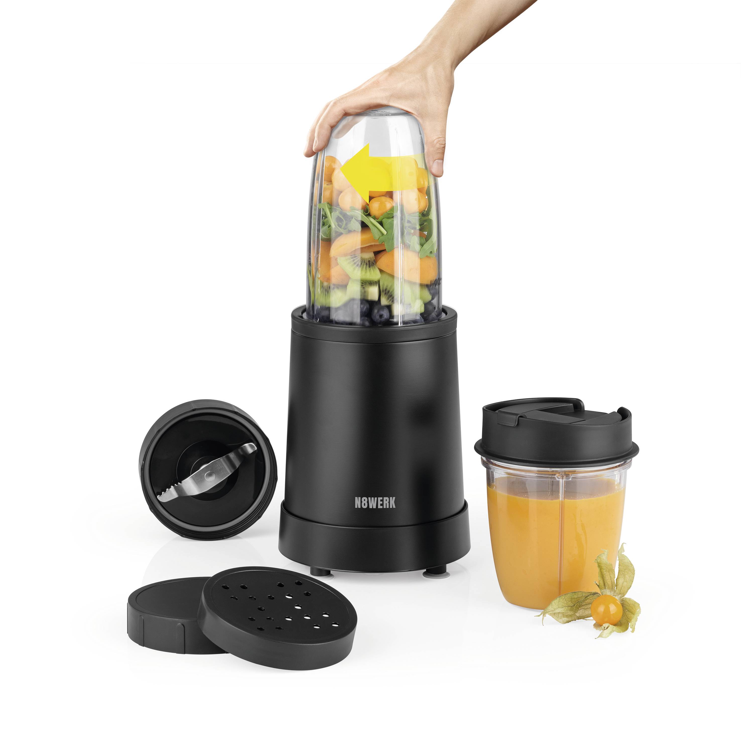 N8WERK Nutrition 8-tlg. Mixeur sur pied 800 W noir