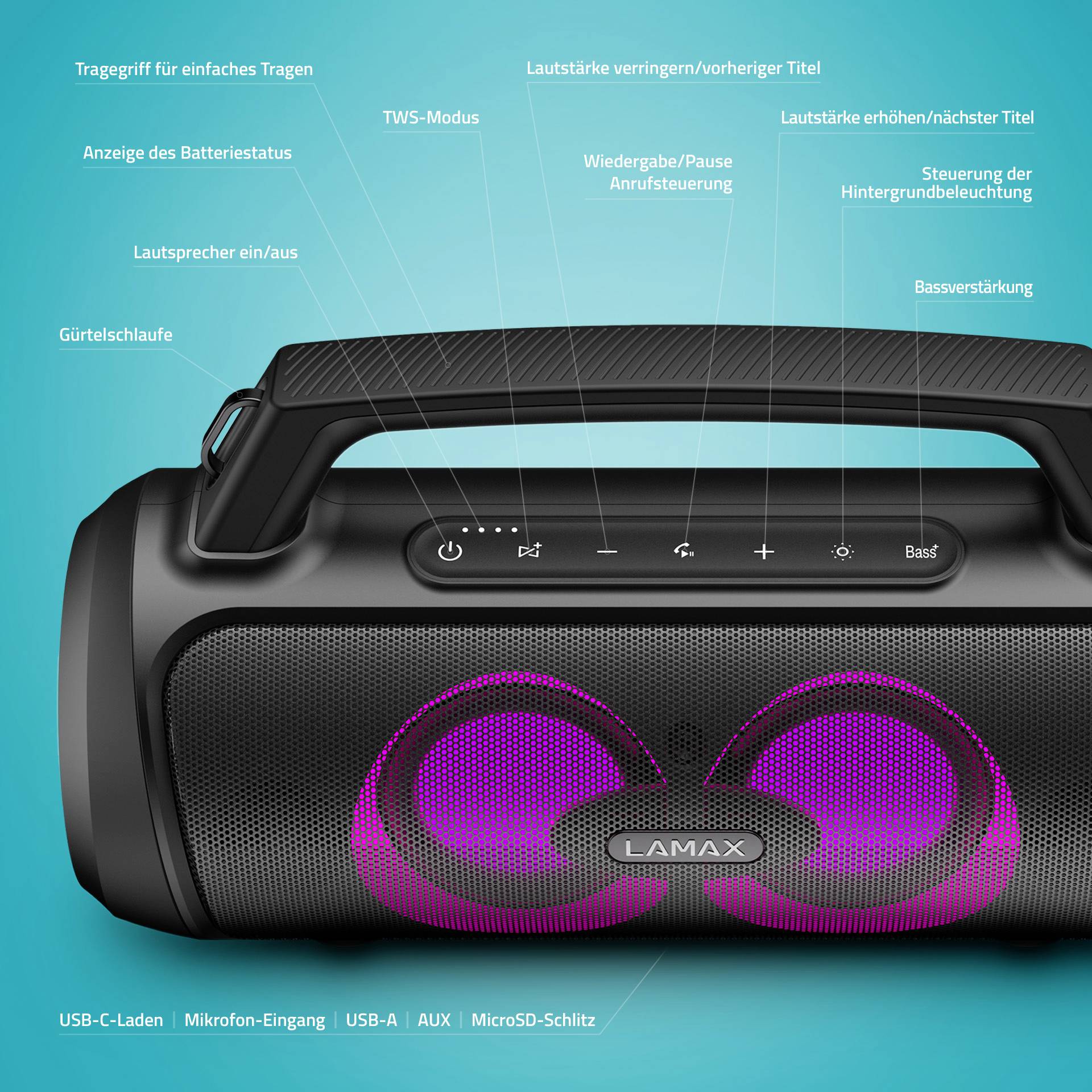 Lamax PartyGo1 Système karaoké avec microphone