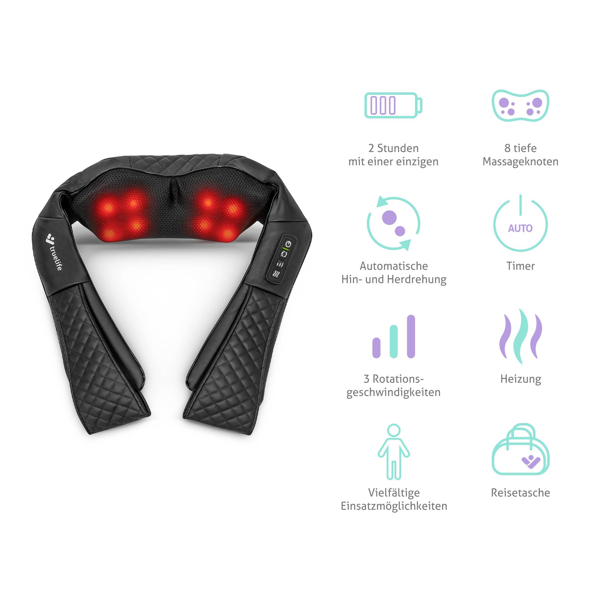 truelife RelaxBack B6 Charge Appareil de massage 24 W noir