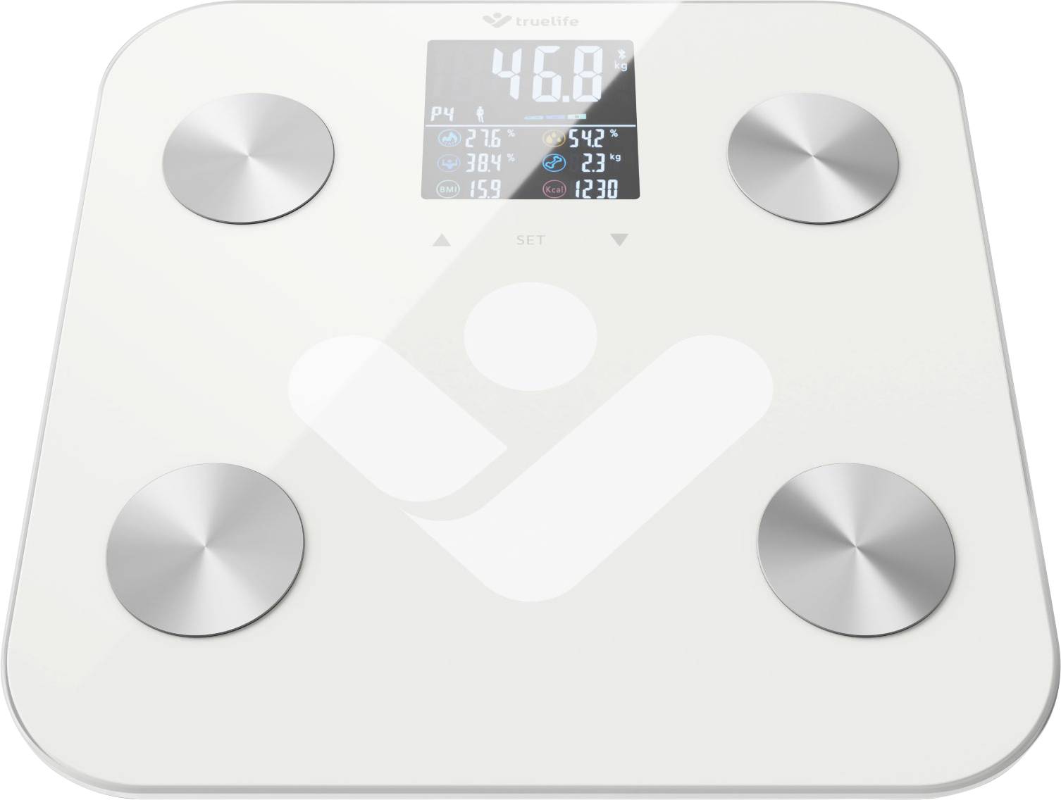 truelife FitScale W6 BT Pèse-personne numérique Plage de pesée (max.)=180 kg blanc, gris avec Bluetooth