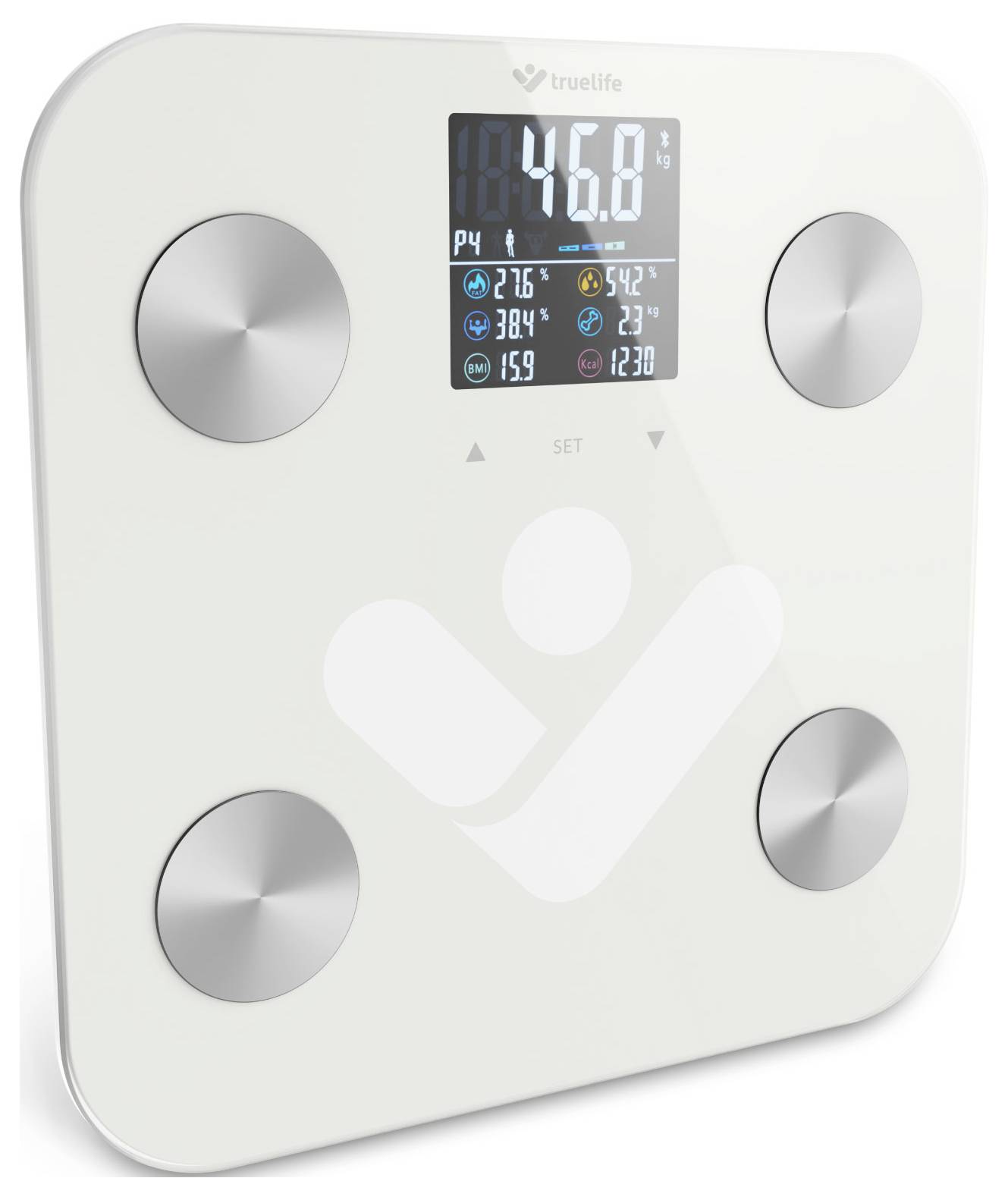 truelife FitScale W6 BT Pèse-personne numérique Plage de pesée (max.)=180 kg blanc, gris avec Bluetooth