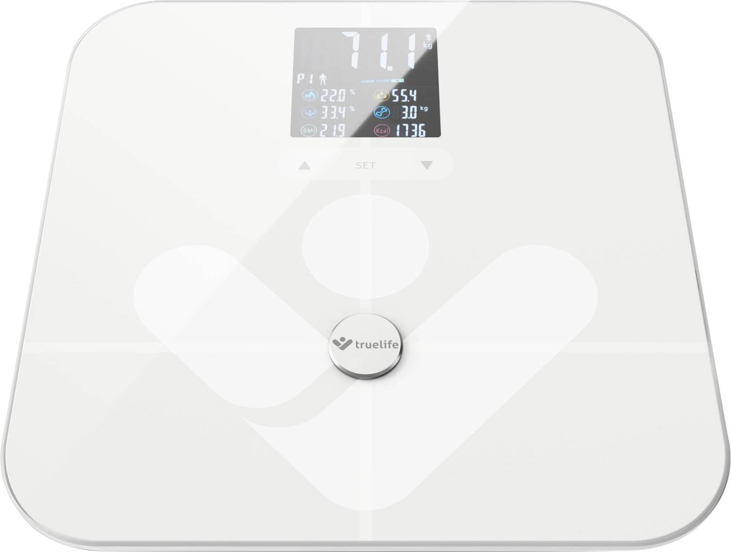 truelife FitScale W7 BT Pèse-personne numérique Plage de pesée (max.)=180 kg blanc avec Bluetooth