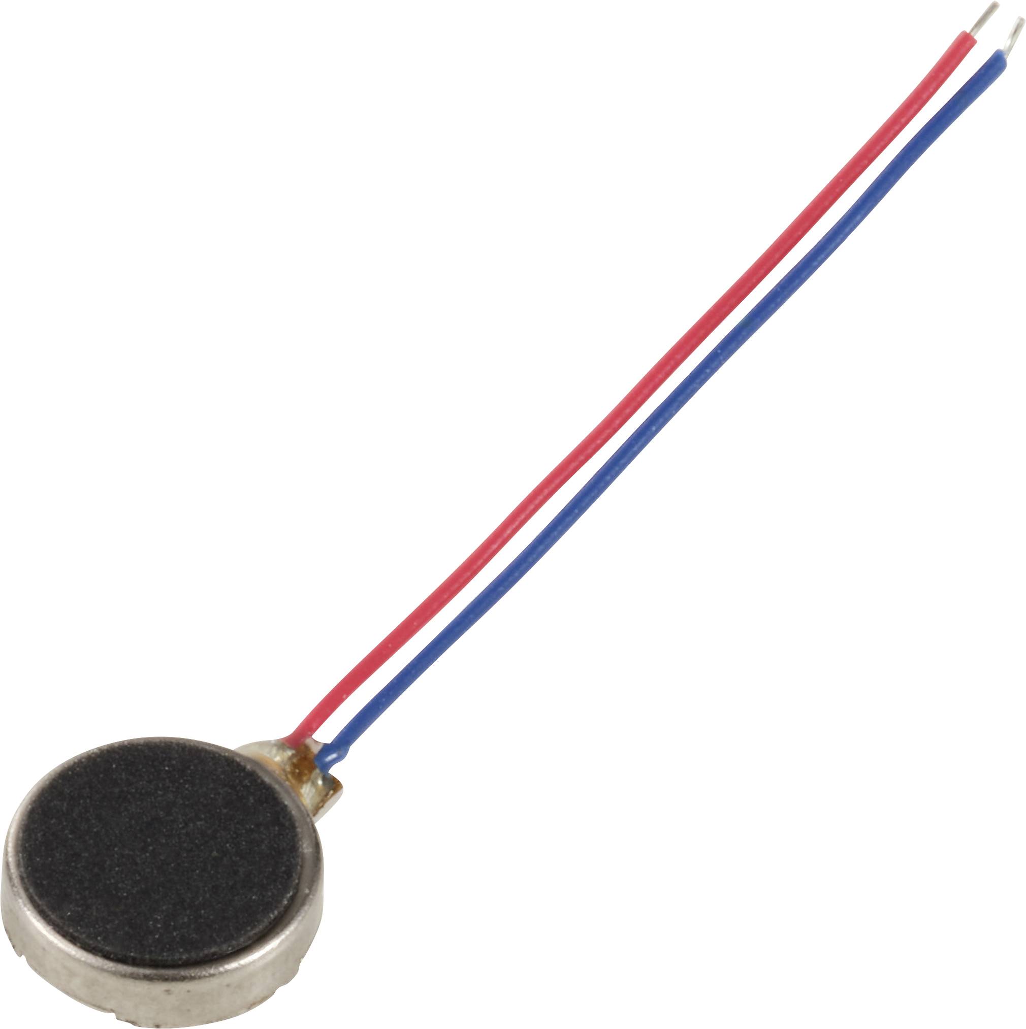Un petit moteur vibrant cylindrique avec des fils rouges et bleus pour l'alimentation électrique. Idéal pour les appareils mobiles.