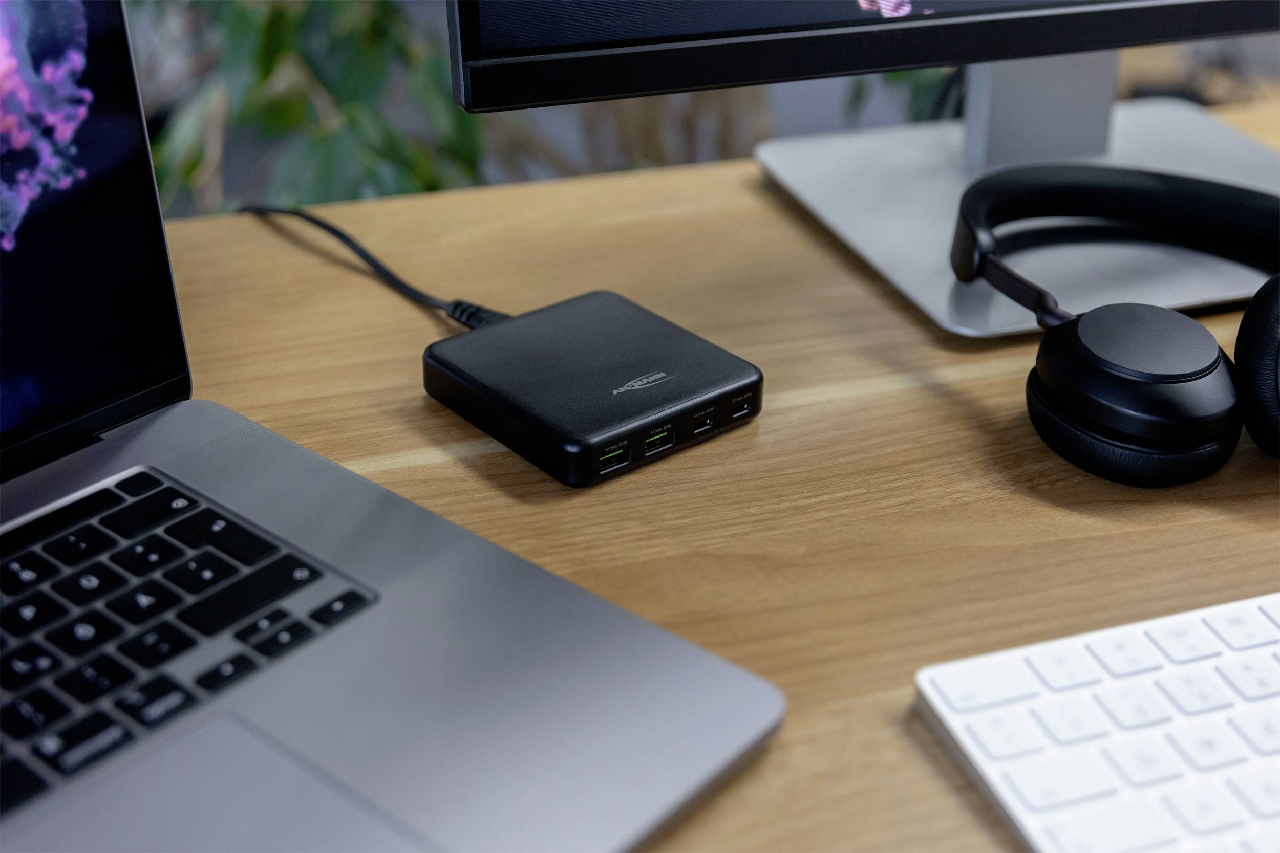 Ansmann Desktop Ladegerät DC465PD 65W Chargeur USB 65 W 2x USB-A, 2x USB-C® Power Delivery noir intérieure