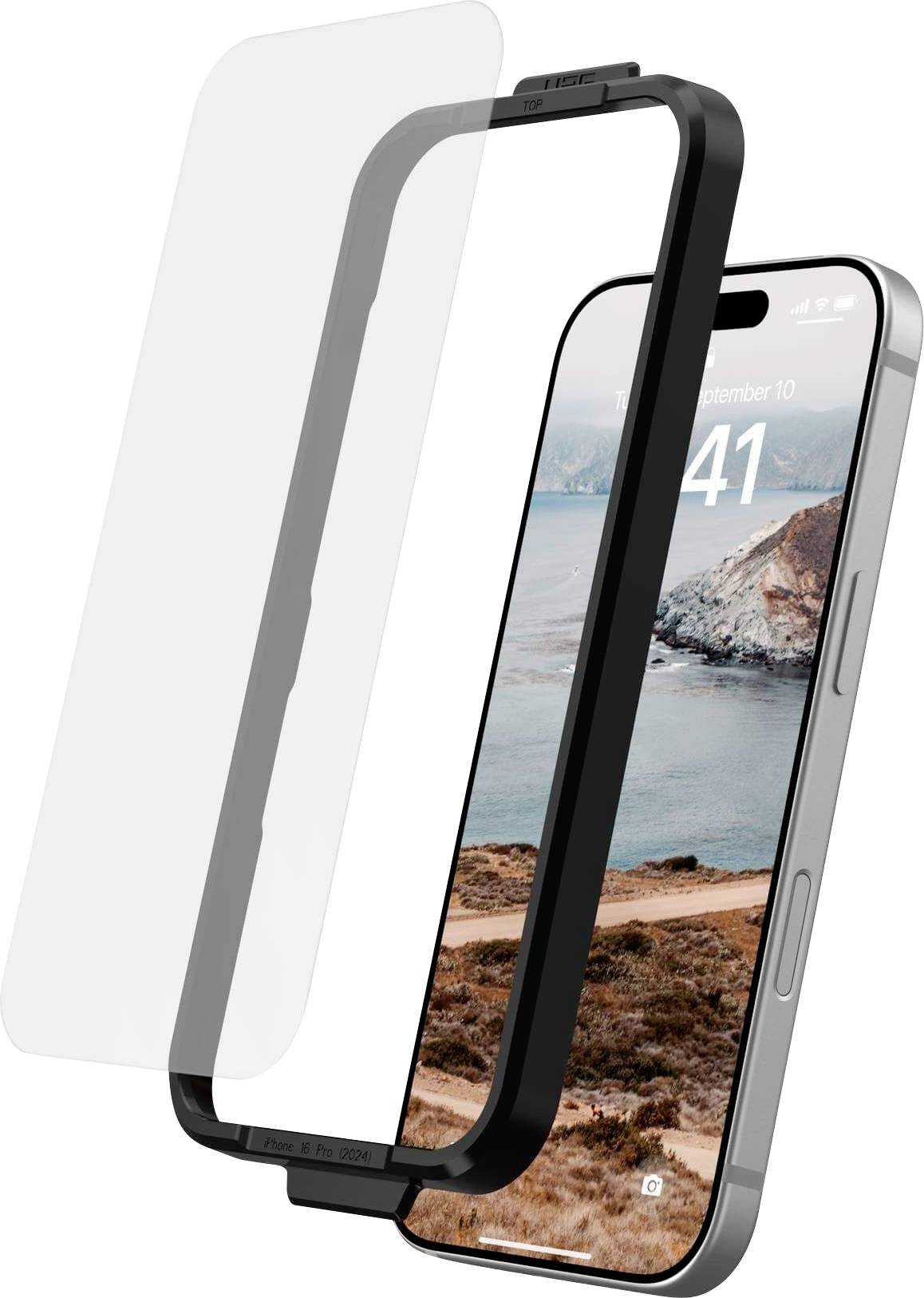 Urban Armor Gear Tempered Glass Verre de protection d'écran Apple iPhone 16 Pro 1 pc(s) anti-traces de doigts, résistant au