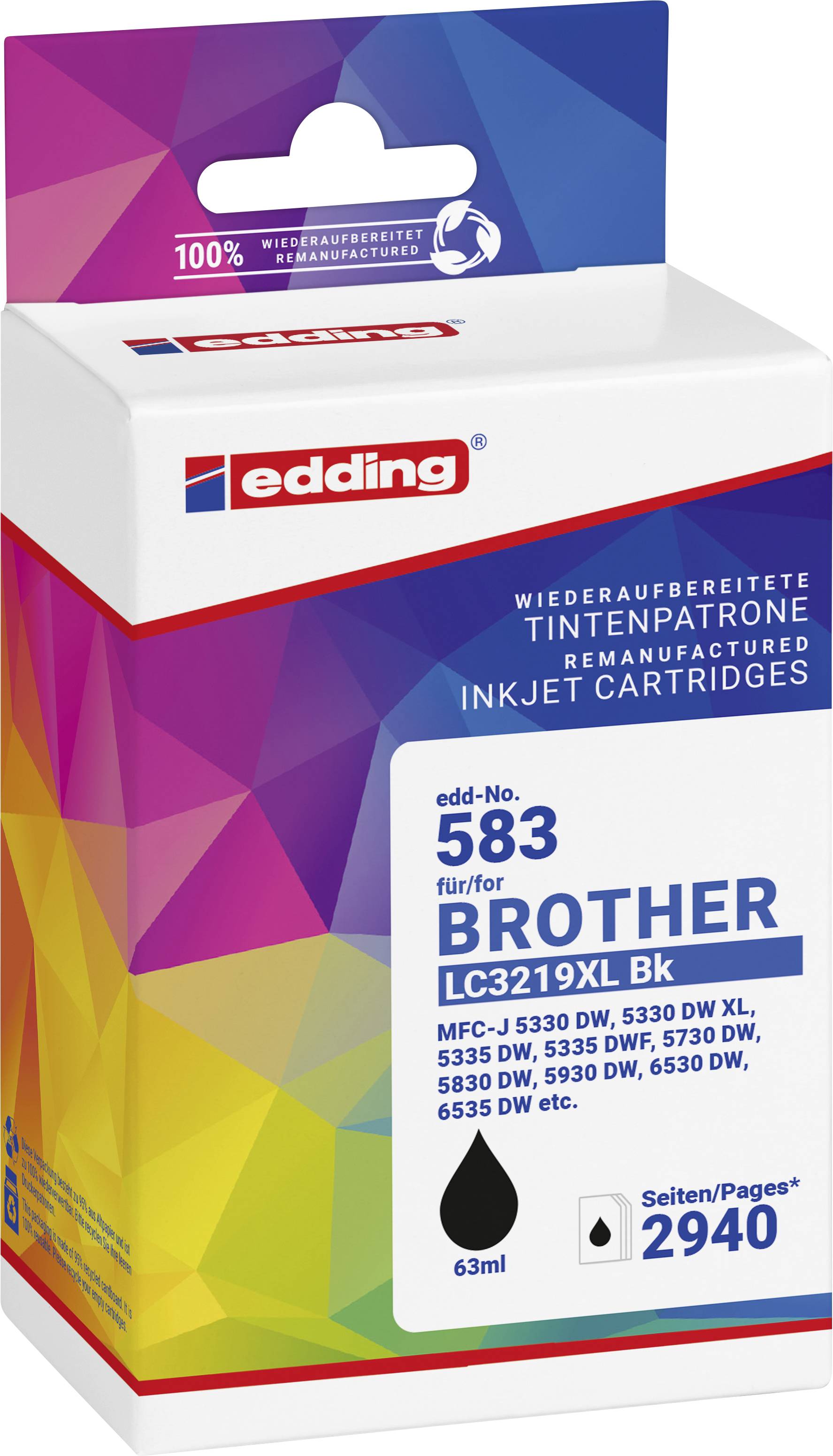 Edding Encre remplace Brother LC-3219XLBK compatible noir EDD-583 18-583-01