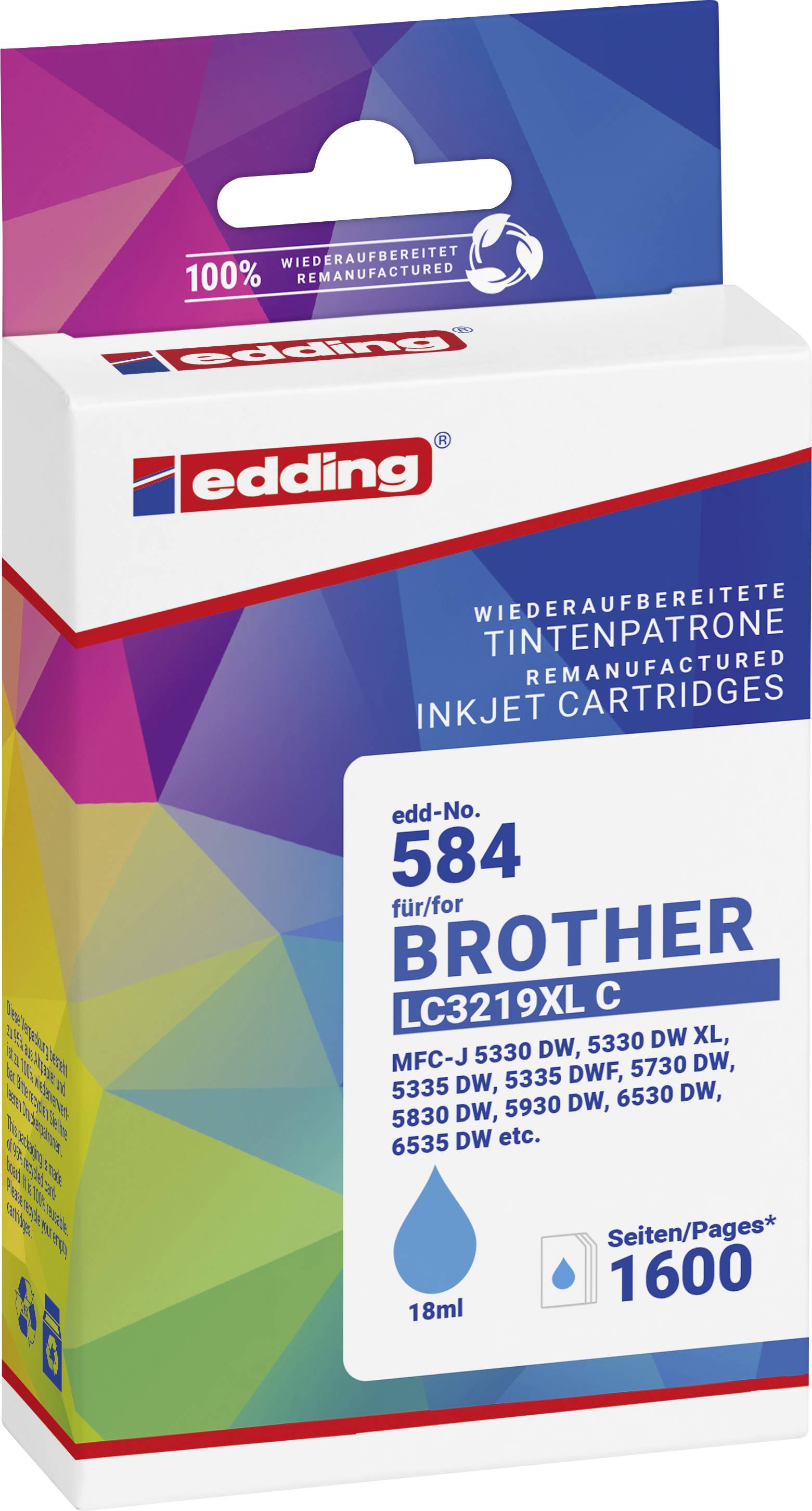 Edding Encre remplace Brother LC-3219XLC compatible cyan EDD-584 18-584-01
