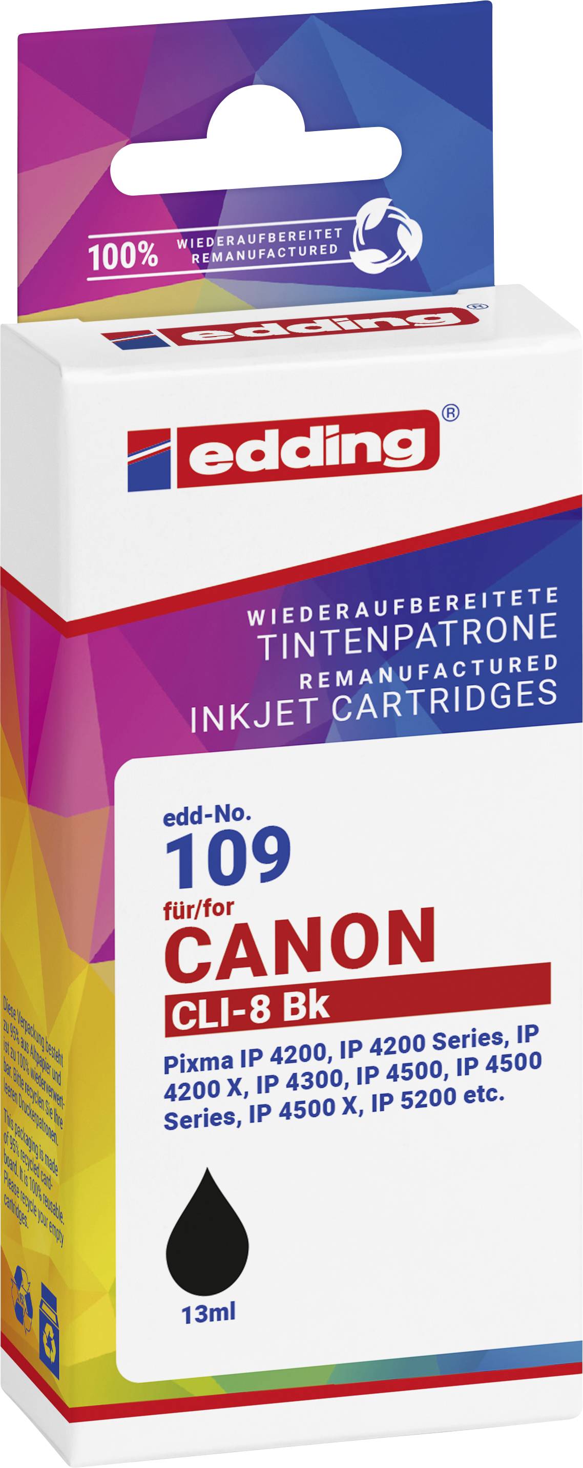 Edding Encre remplace Canon CLI-8BK compatible noir photo EDD-109 18-109-01