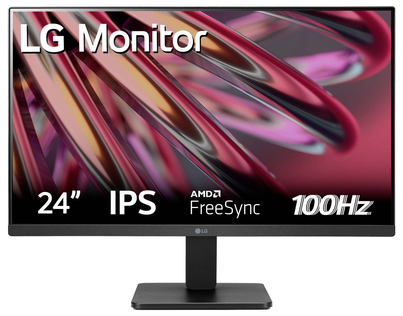 Moniteur LG installé, affichant un écran IPS avec AMD FreeSync et 100 Hz ; diagonale d'écran de 24 pouces.