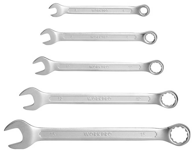 WorkPro WP202500 Jeu de clés mixtes 5 pièces Ouverture de clé (métrique) 6 - 15 mm