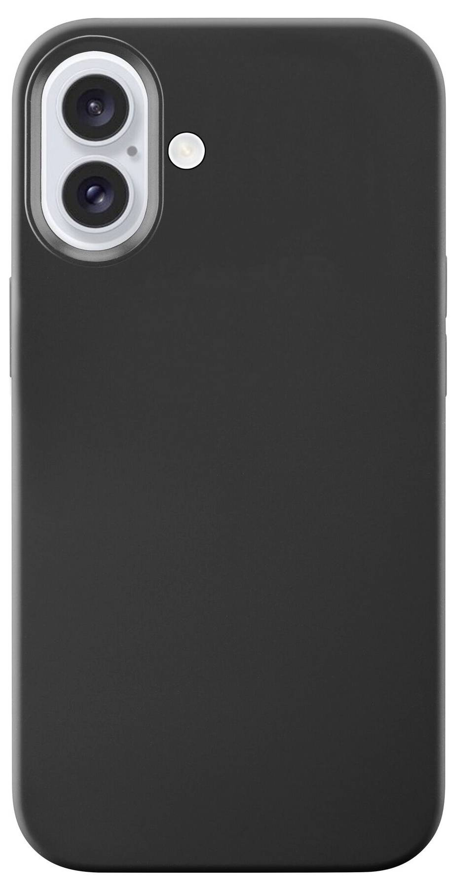 Un dos de smartphone noir avec deux objectifs de caméra et un flash situé en haut à gauche.