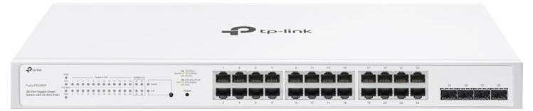 Commutateur réseau doté de 24 ports Ethernet et de quatre ports supplémentaires, adapté aux environnements d'entreprise.