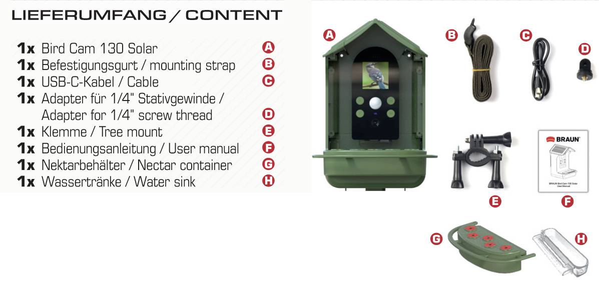 Caméra de chasse Braun Phototechnik Bird Cam 130 Solar avec distributeur de nourriture vert