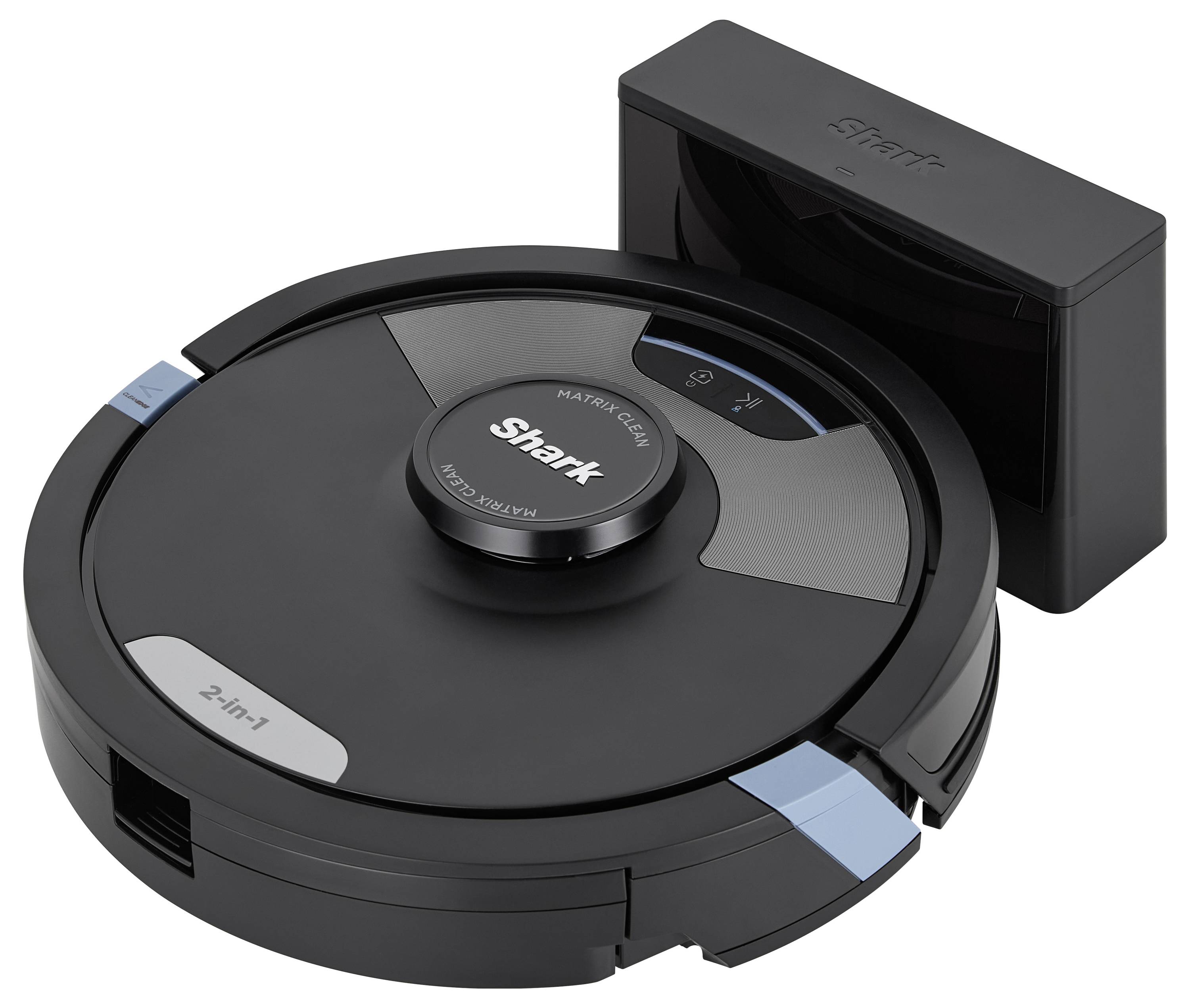 Shark Matrix Plus 2-in-1 Robot aspirateur et nettoyeur noir commande par application, sans sac, avec batterie, avec chargeur