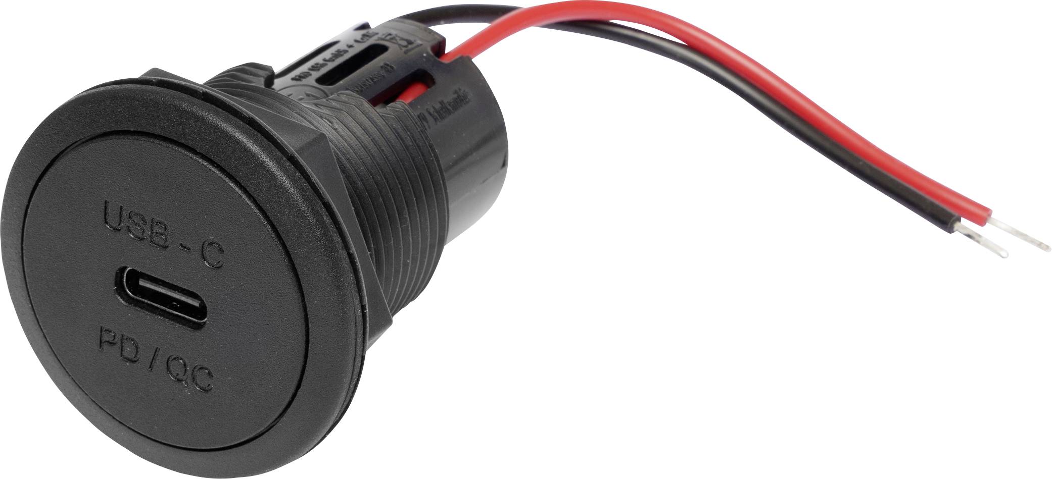 ProCar Power USB-C prise encastrée PD/QC sans LED max. 30 watts Charge de courant max=3 A 12 ou 24 V/DC