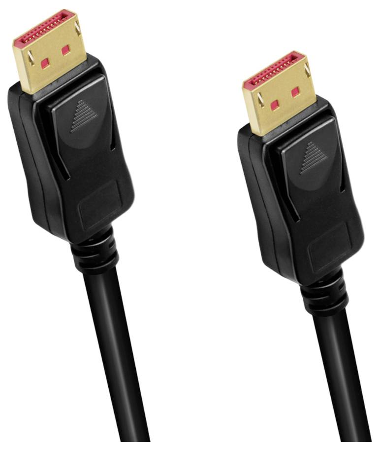 Câbles DisplayPort noirs avec des connecteurs dorés aux deux extrémités, adaptés pour connecter des ordinateurs à des écrans.