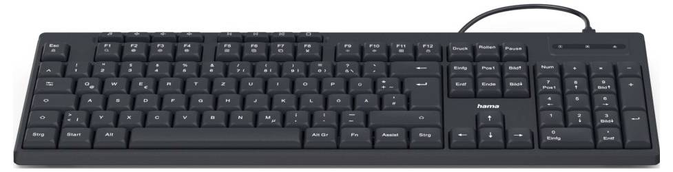 Hama CK-200 USB Clavier allemand, QWERTZ noir touches multimédia