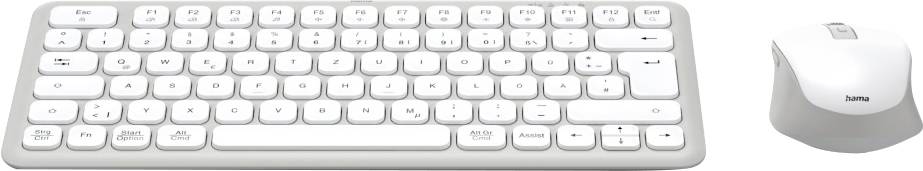 Clavier blanc sans fil avec souris assortie, design épuré.