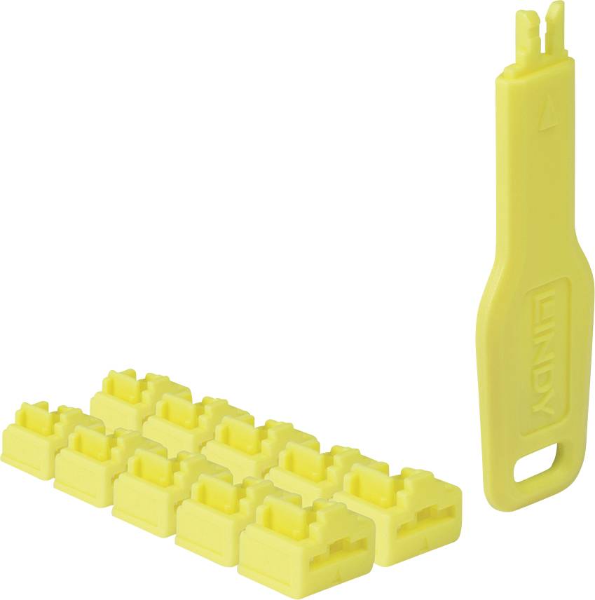 Cartouche de lame de couteau utilitaire en plastique jaune avec plusieurs lames de remplacement disposées à côté d'un porte-lame jaune