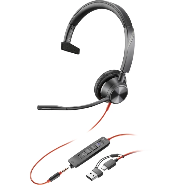 HP Poly Blackwire C3315-M Micro-casque supra-auriculaire filaire Mono noir Suppression du bruit du microphone, Noise Cancelling HP Poly Blackwire C3315-M Micro-casque supra-auriculaire filaire Mono noir Suppression du bruit du microphone, Noise Cancelling
