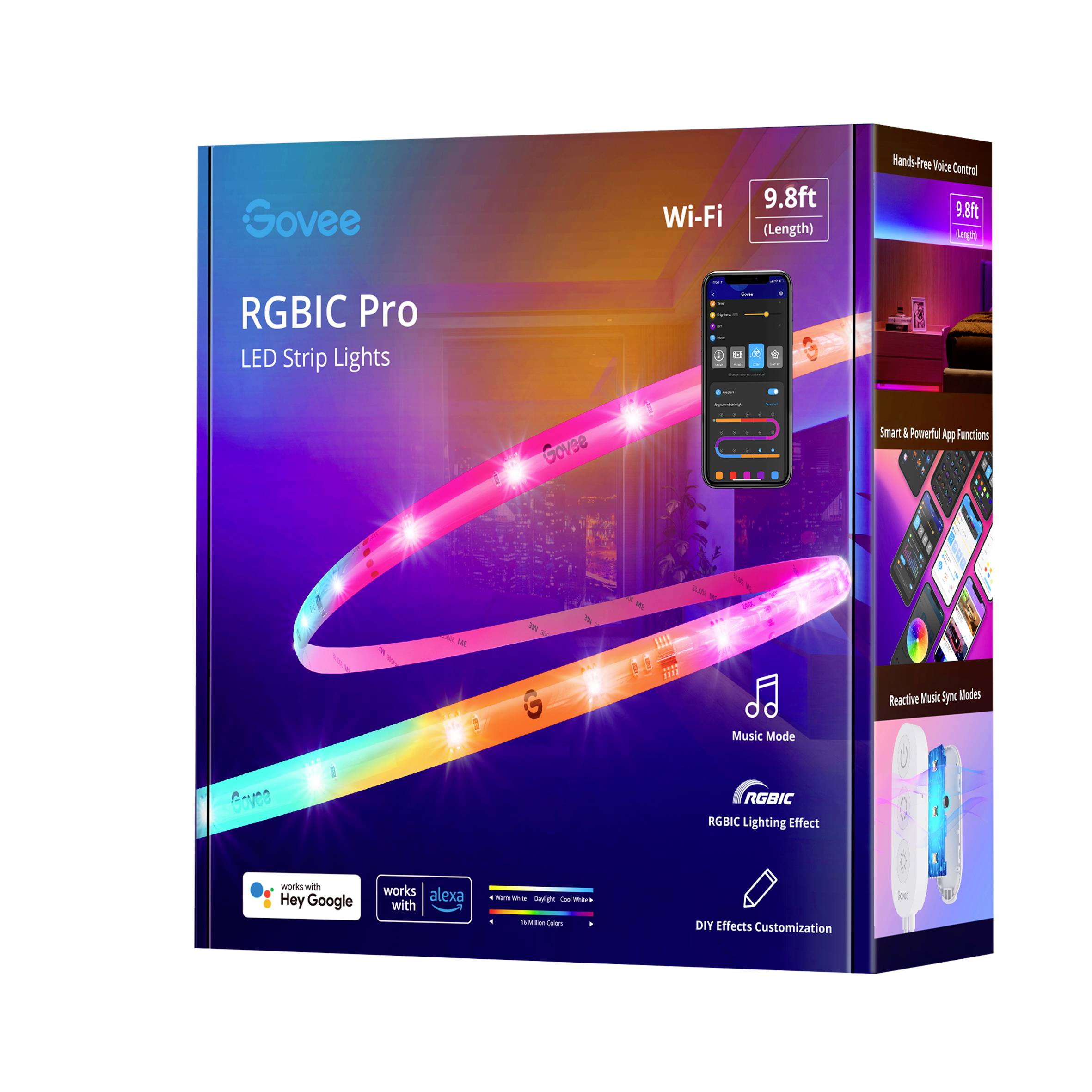 Govee Wi-Fi RGBIC LED Strip Light - 3m H619Z Ruban LED (Set complet) 24 ...