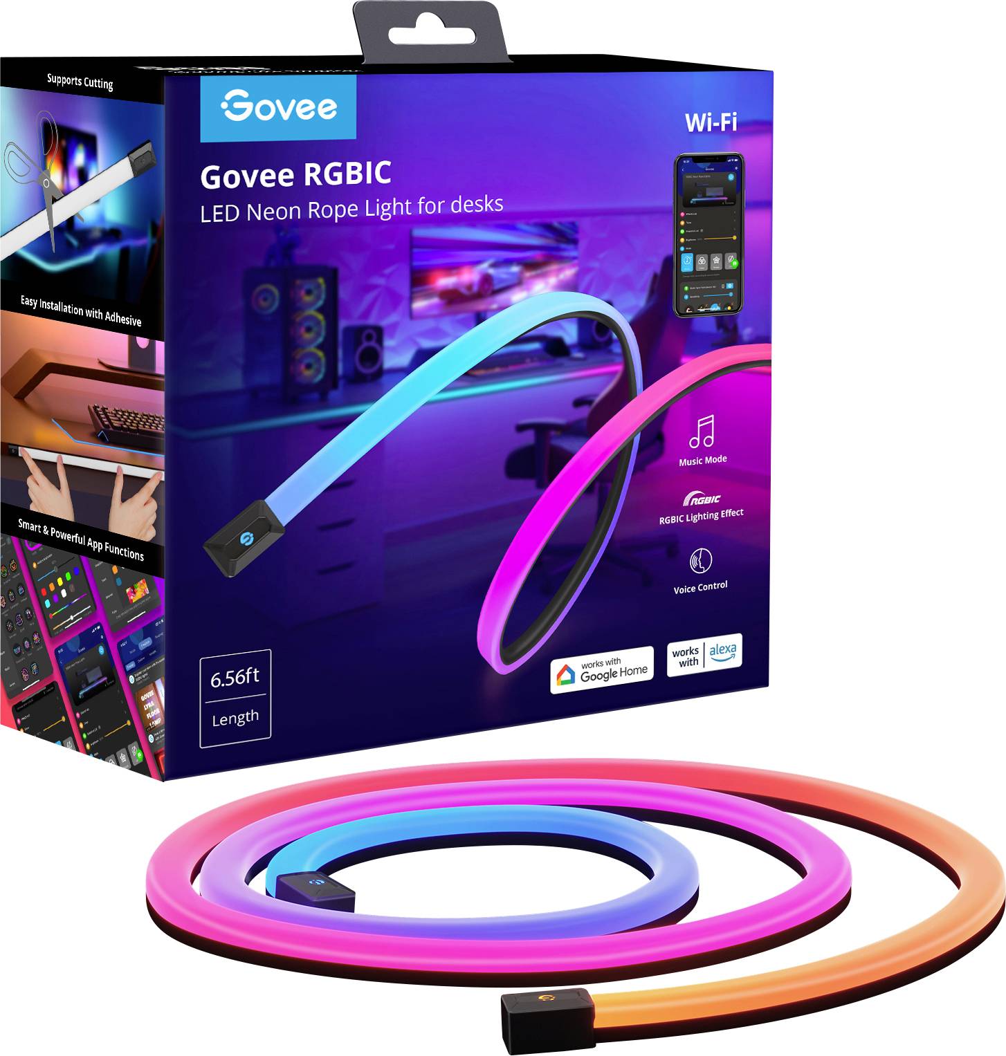 Govee Neon Gaming Table Light - 2m H61C2 Ruban LED (Set complet) CEE: G (A - G) 24 V, 100 V, 240 V RVB 1 pc(s)
