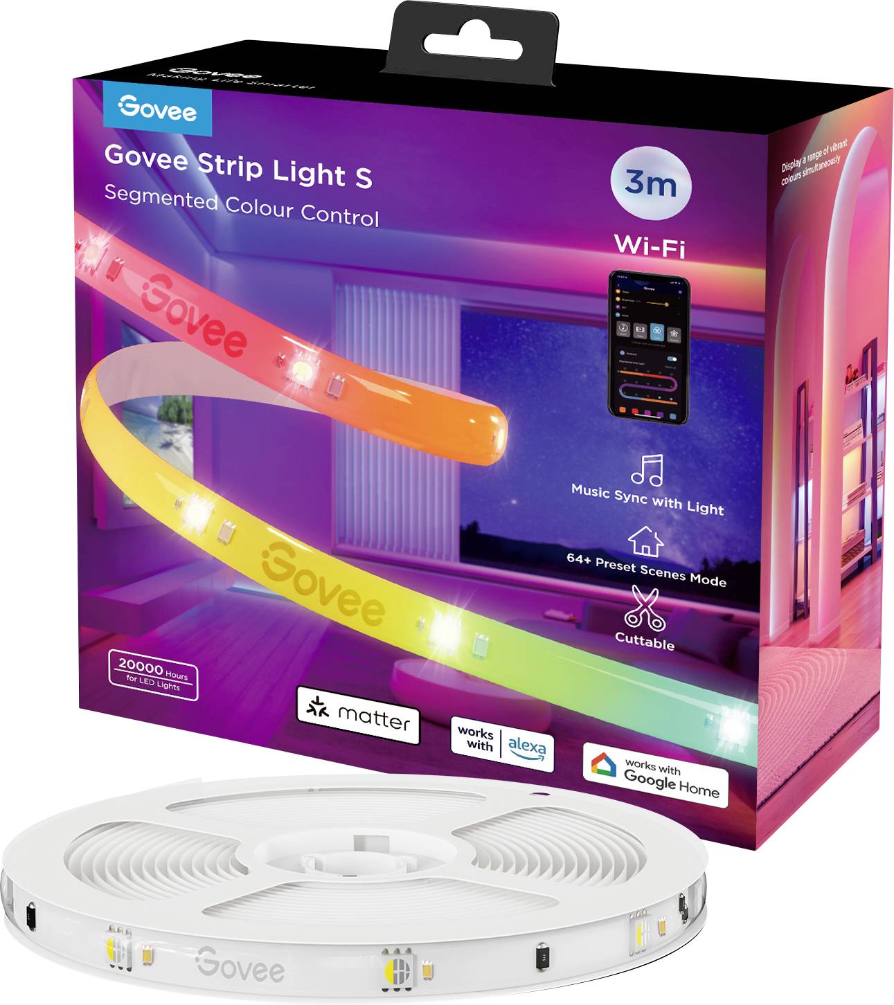 Govee LED Strip Lights Matter ready 3 Meter H612FCD1 Ruban LED (Base) 230 V, 24 V 3 m RVB 1 pc(s)