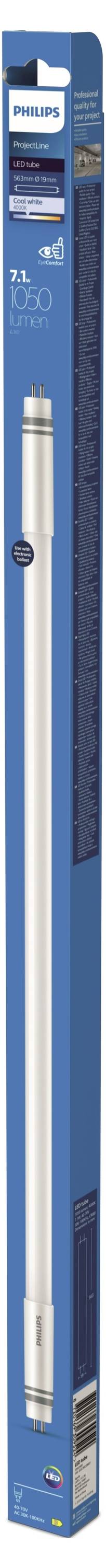 Philips LED Tubes LED CEE: D (A - G) G5 forme de tube T5 Ballast électronique 7.1 W blanc neutre (Ø x L) 19 mm x 563 mm 1 pc(s)