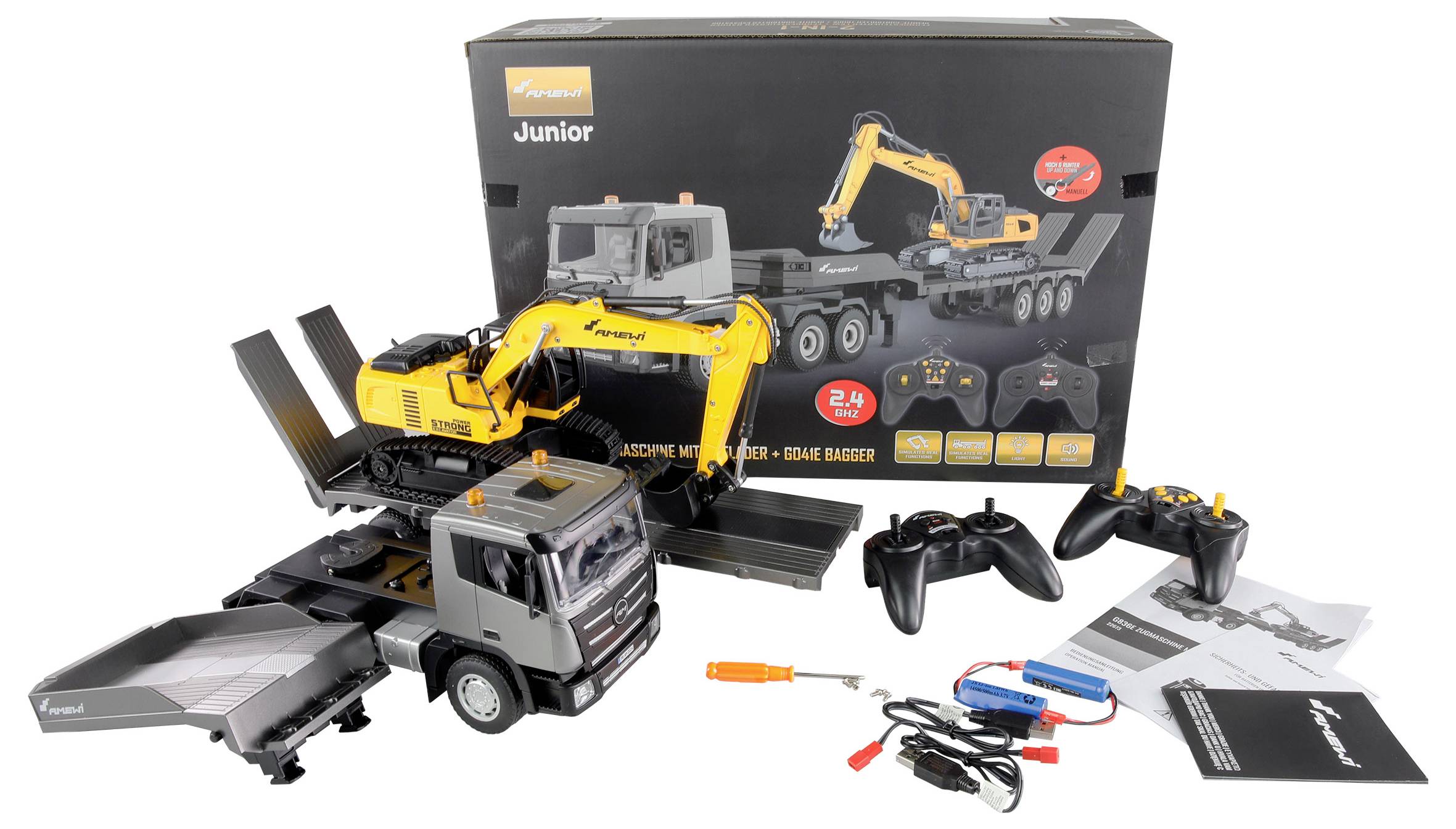 Amewi 1:24 Modèle fonctionnel RC Camion, Véhicule de chantier