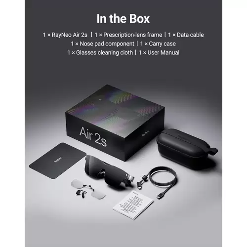 TCL RayNeo Air 2s Lunettes AR noir avec sonorisation intégrée TCL RayNeo Air 2s Lunettes AR noir avec sonorisation intégrée