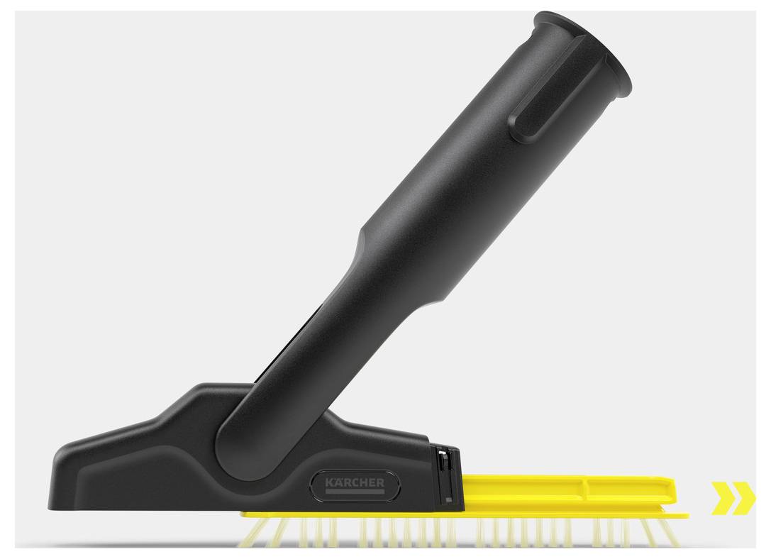 Un accessoire d'aspirateur noir et jaune avec une brosse.