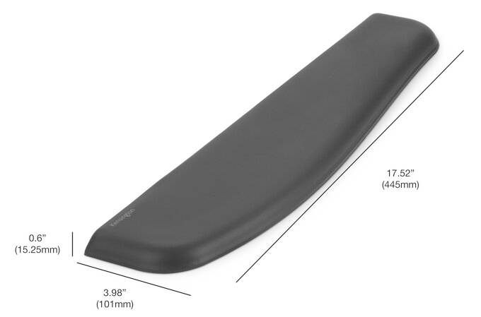 Accoudoir rembourré en noir, long de 17,52 pouces (445 mm), large de 3,98 pouces (101 mm) et haut de 0,6 pouce (15,25 mm), pour le confort et le soutien.