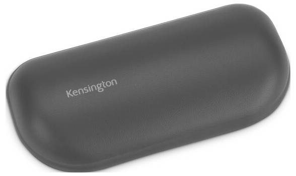Un repose-poignet ergonomique noir portant l'inscription 'Kensington'.