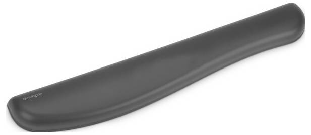 Repose-poignets ergonomique en noir pour claviers, offrant confort et soutien lors de la frappe.