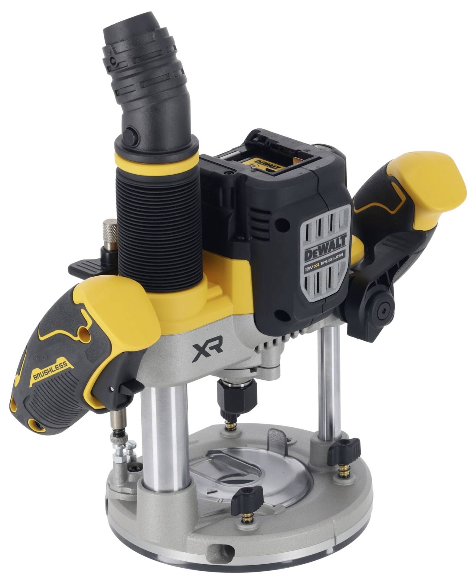 Défonceuse avec boîtier noir et jaune. La machine est droite et dispose de poignées des deux côtés.