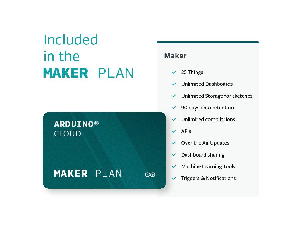 Arduino 1 year Arduino Cloud Maker Plan certificat Cloud Convient pour (kits de développement): Arduino